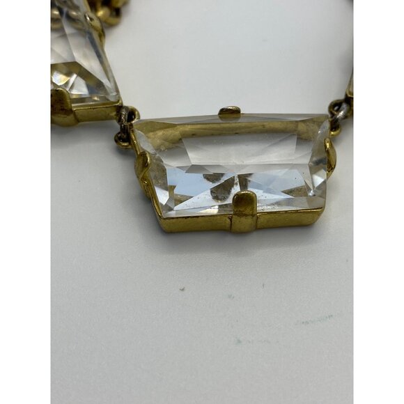 J.Crew Gold-Tone Necklace With Clear Geometric Crystal Accents Lobster Clasp Clo - Picture 9 of 9